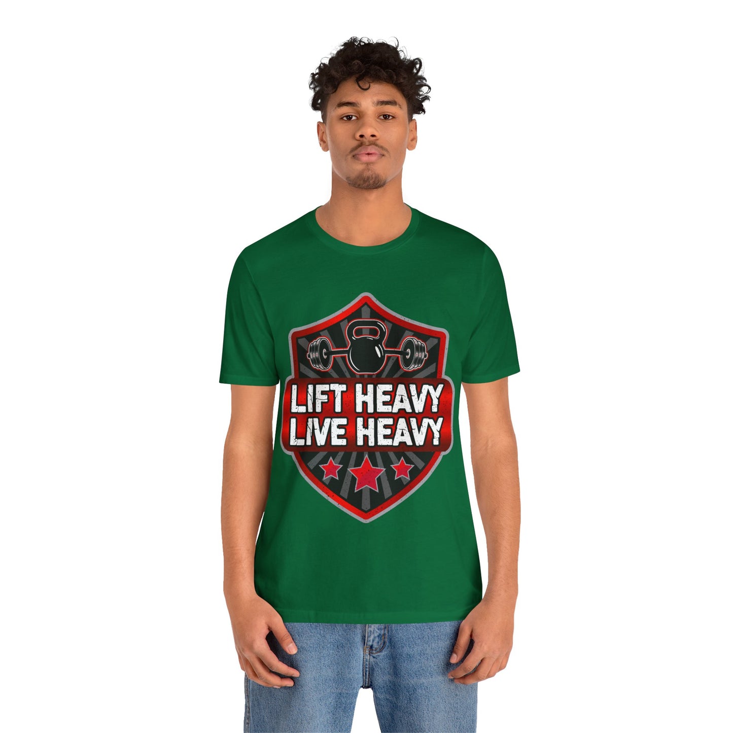 Lift Heavy Live Heavy T-Shirt, Gym Workout Fitness T-Shirt