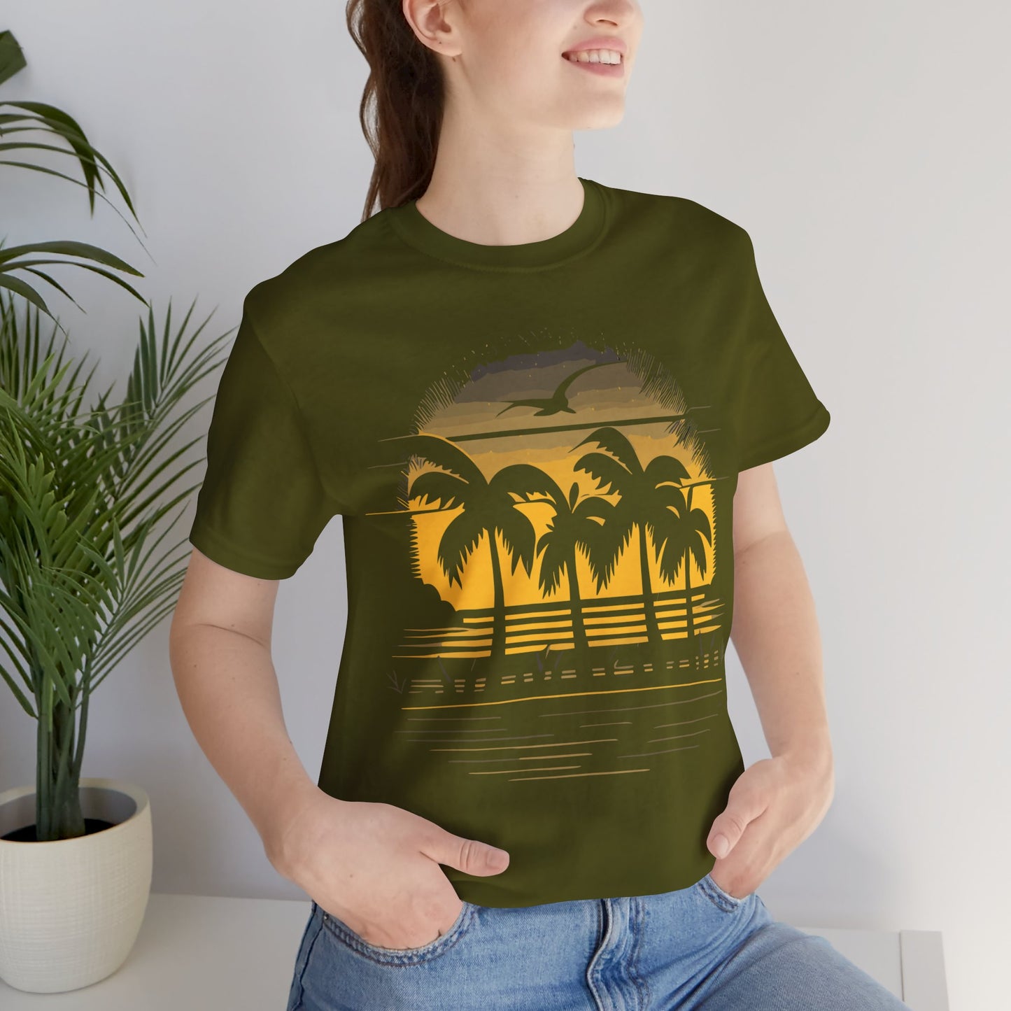 Sunset With Palm Trees T-Shirt, Dark Sunset, Palm Beach T-Shirt