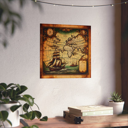 Old Map No: 10 Square Matte Poster, Vintage Poster