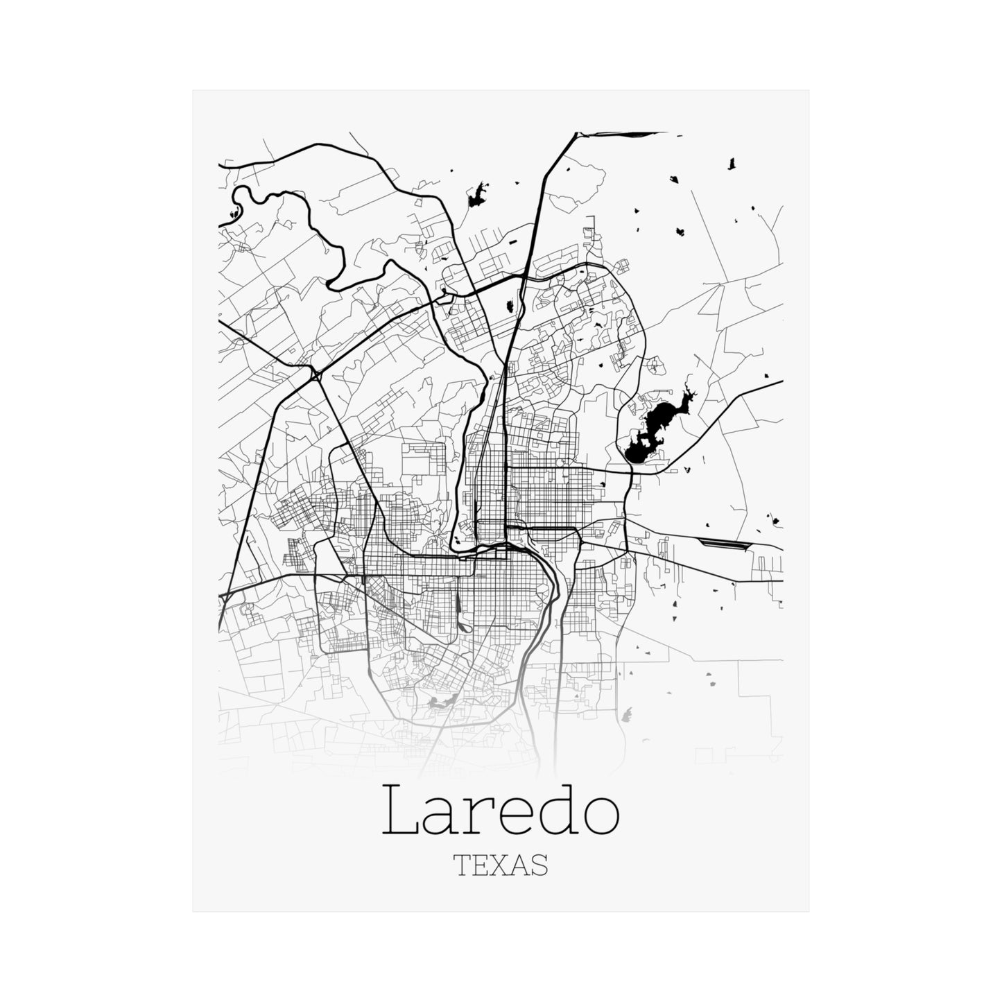 Laredo Texas City Map Matte Vertical Posters