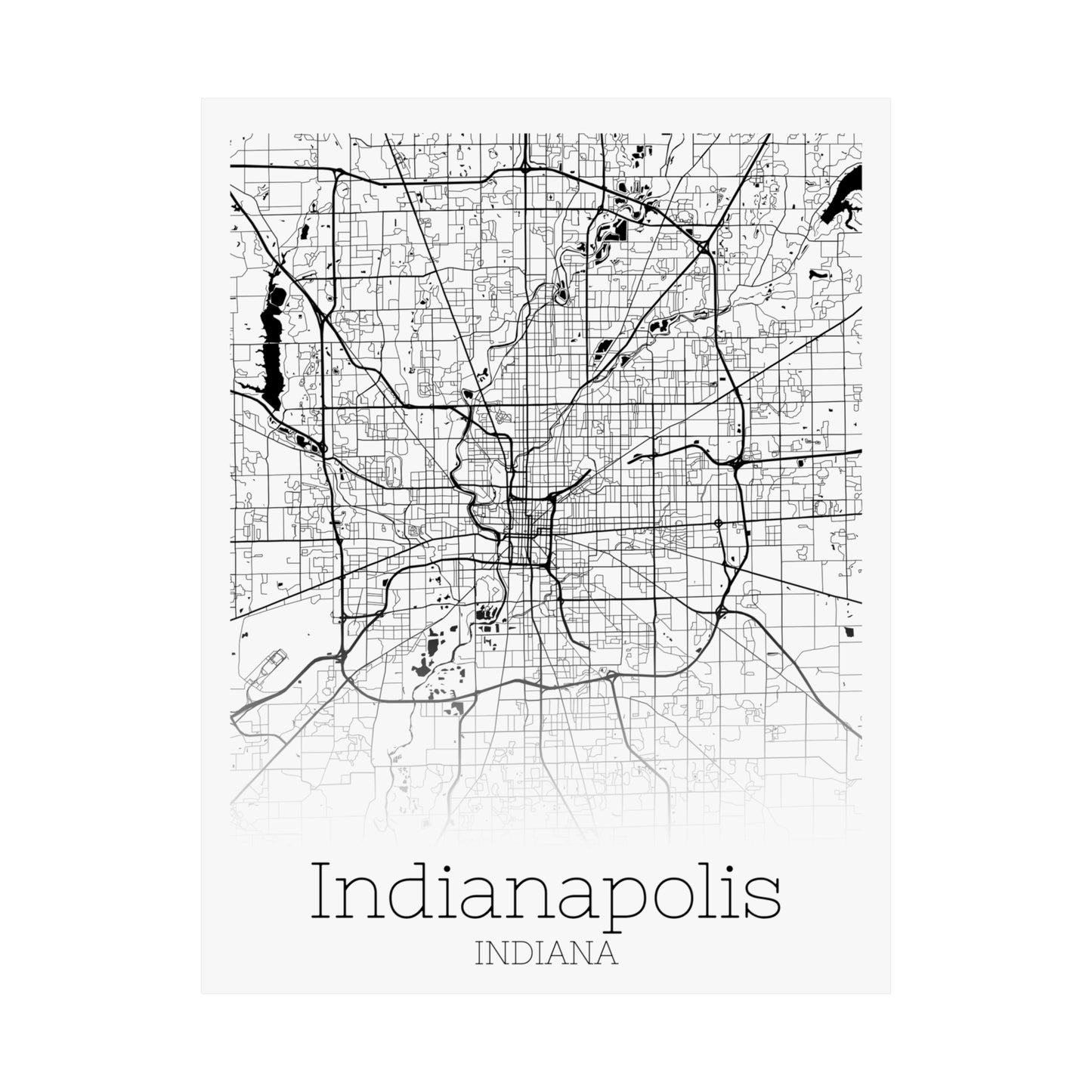 Indianapolis Indiana City Map Matte Vertical Posters