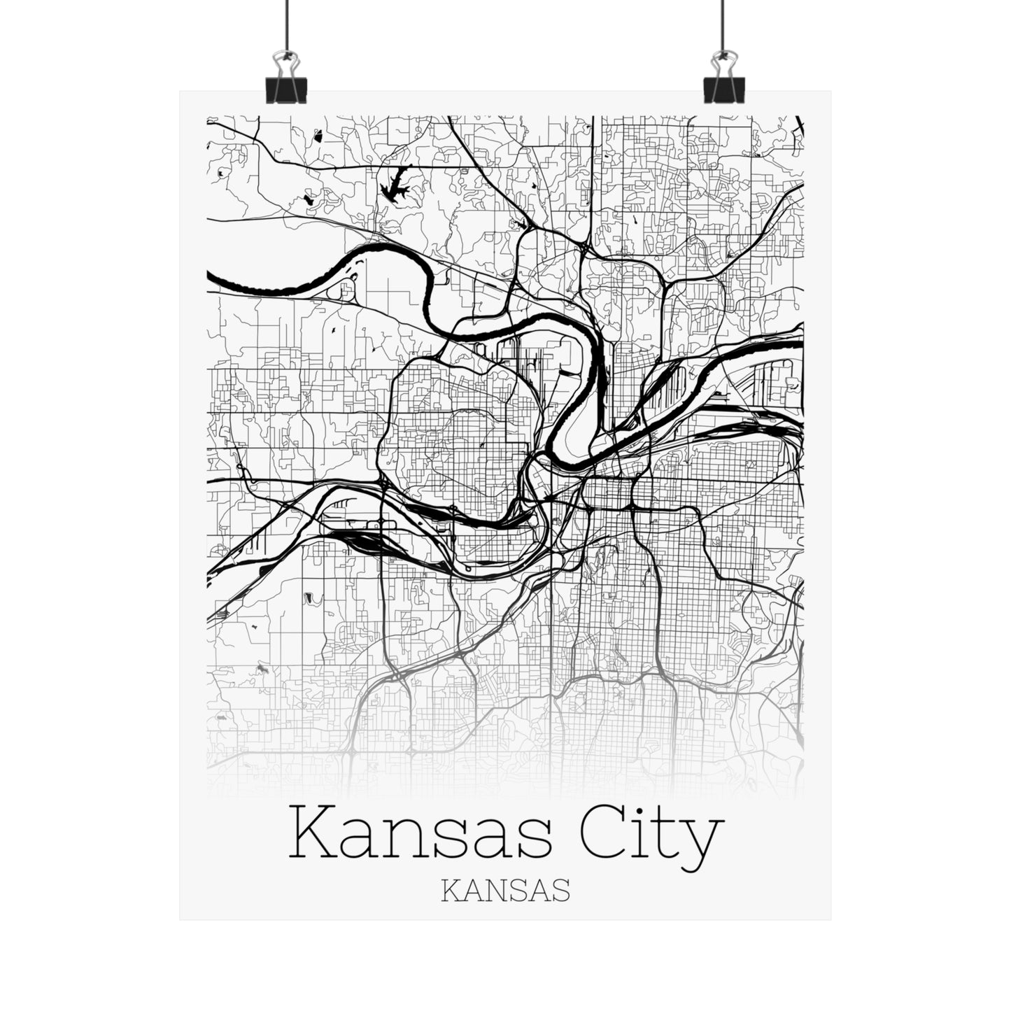 Kansas City Kansas City Map Matte Vertical Posters