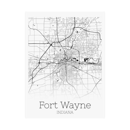 Fort Wayne Indiana City Map Matte Vertical Posters