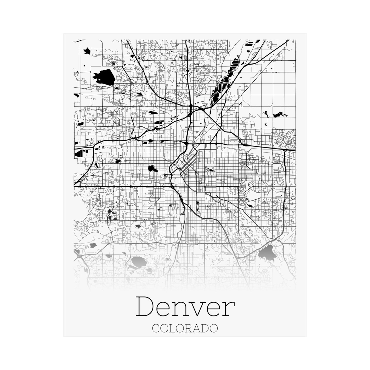 Denver Colorado City Map Matte Vertical Posters