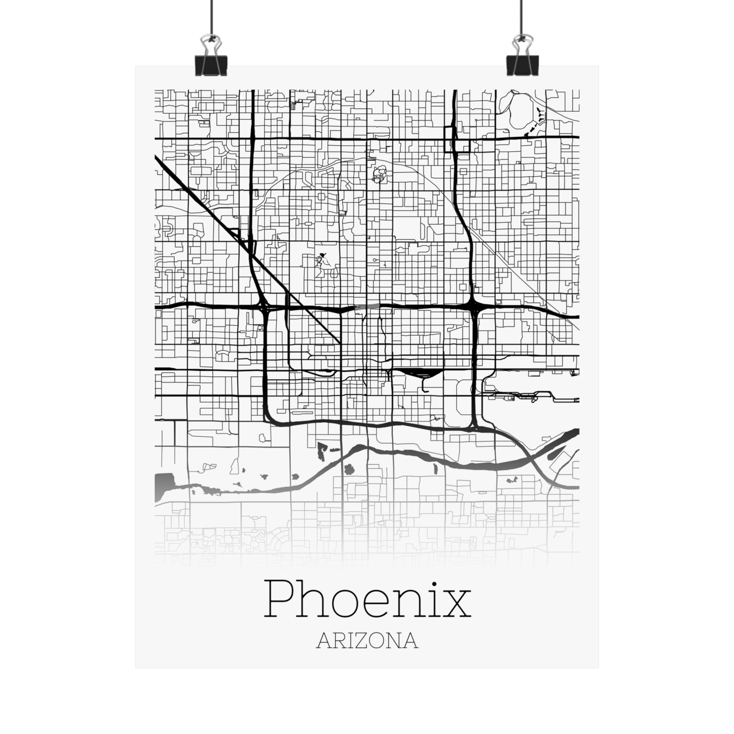 Phoenix Arizona City Map Matte Vertical Posters