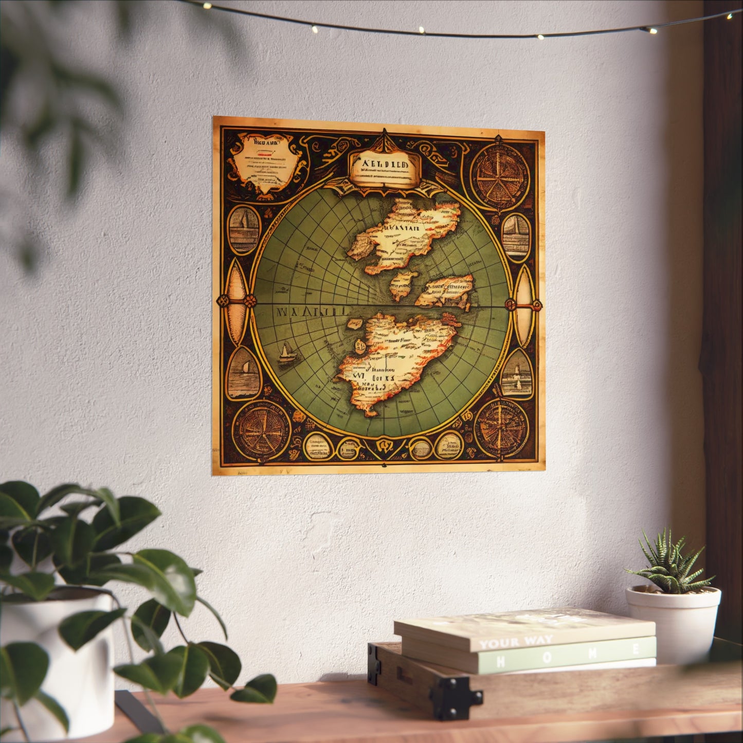 Old Map No: 17 Square Matte Poster, Vintage Poster