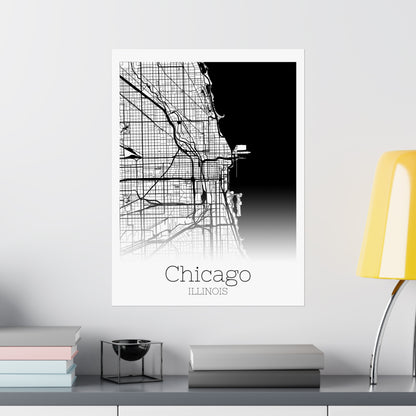 Chicago Illinois City Map Matte Vertical Posters