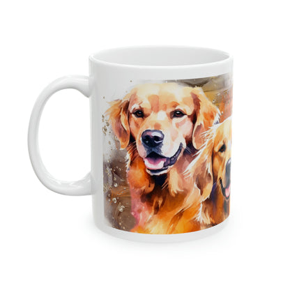 Dog Coffee Cup I only drink coffee in company of my Golden, Ceramic Mug, 11oz