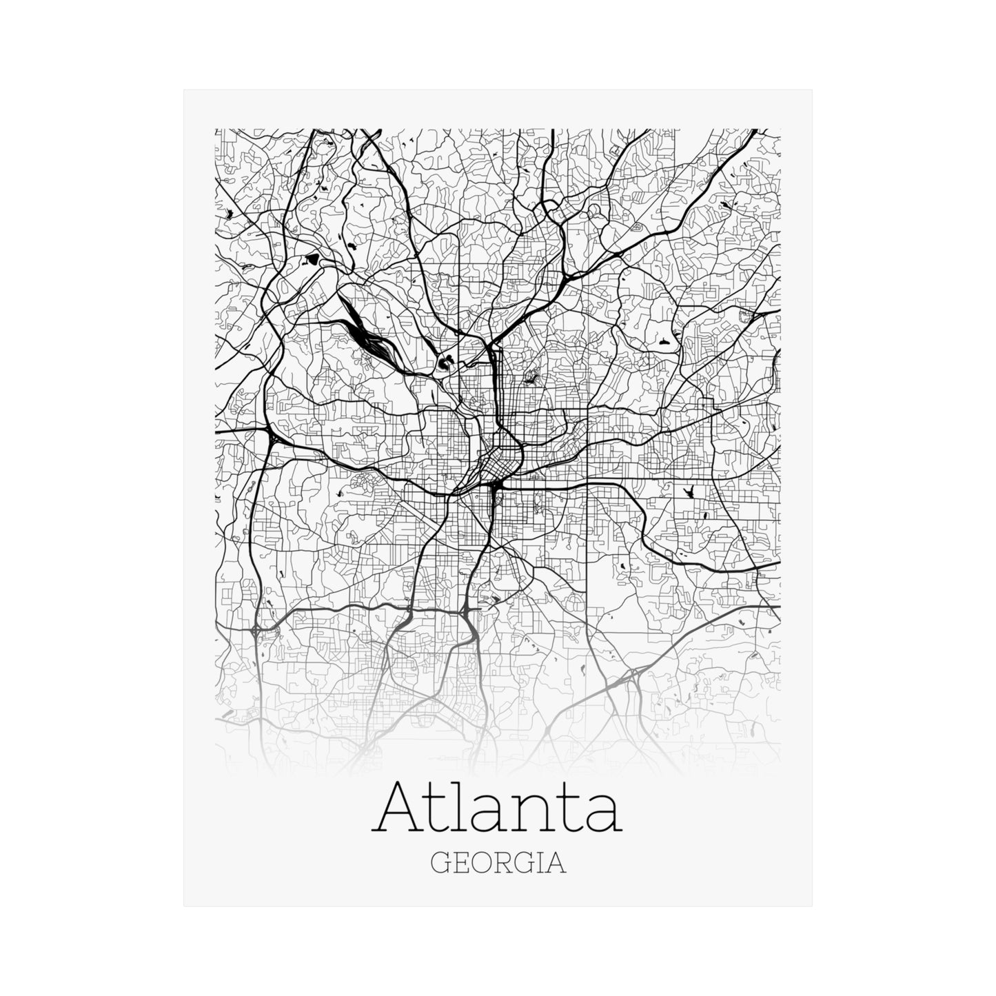 Atlanta Georgia City Map Matte Vertical Posters