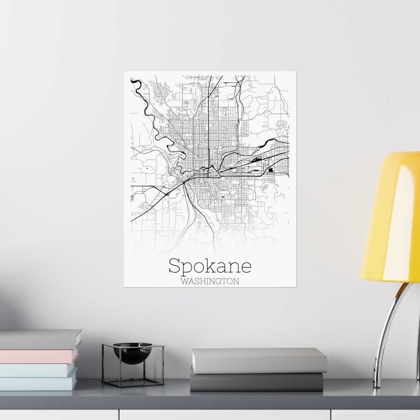 Spokane Washington City Map Matte Vertical Posters