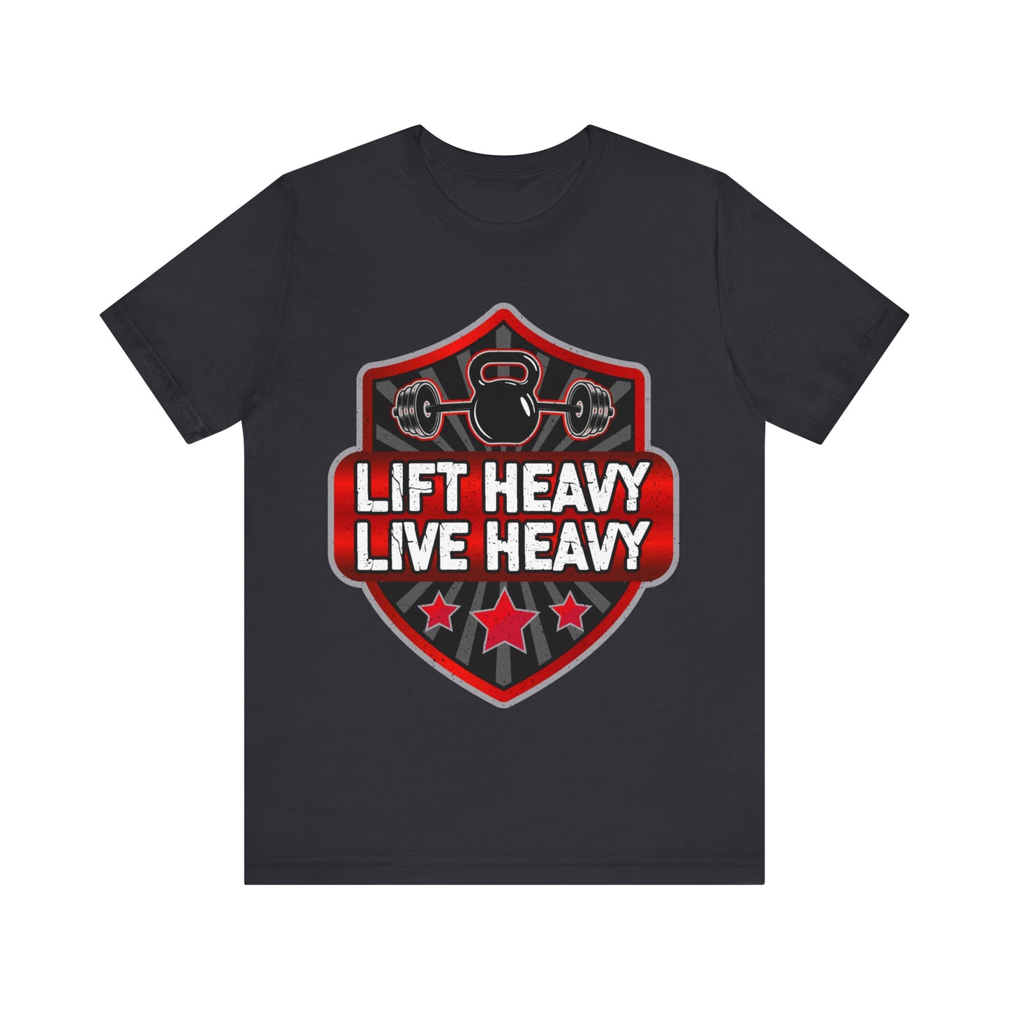 Lift Heavy Live Heavy T-Shirt, Gym Workout Fitness T-Shirt