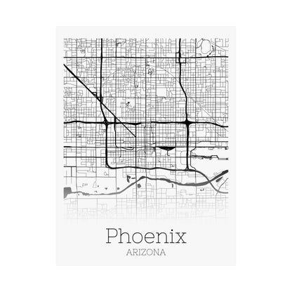 Phoenix Arizona City Map Matte Vertical Posters