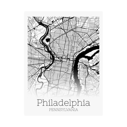 Philadelphia Pennsylvania City Map Matte Vertical Posters