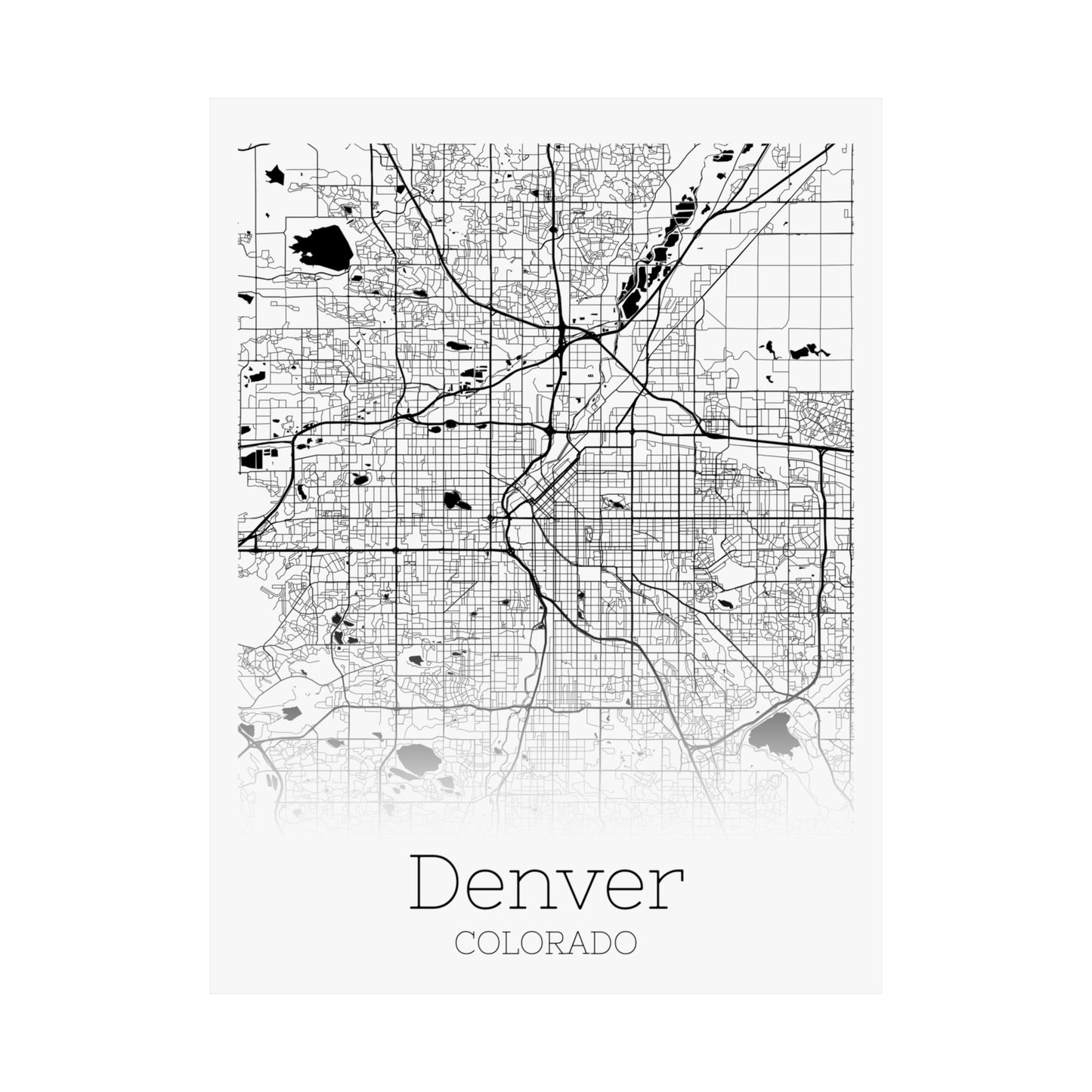 Denver Colorado City Map Matte Vertical Posters