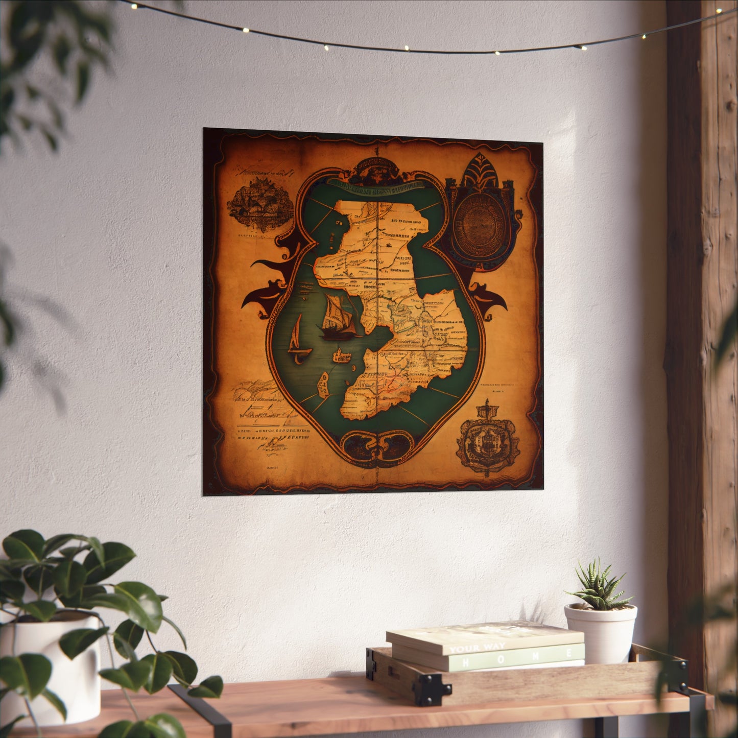 Old Map No: 20 Square Matte Poster, Vintage Poster