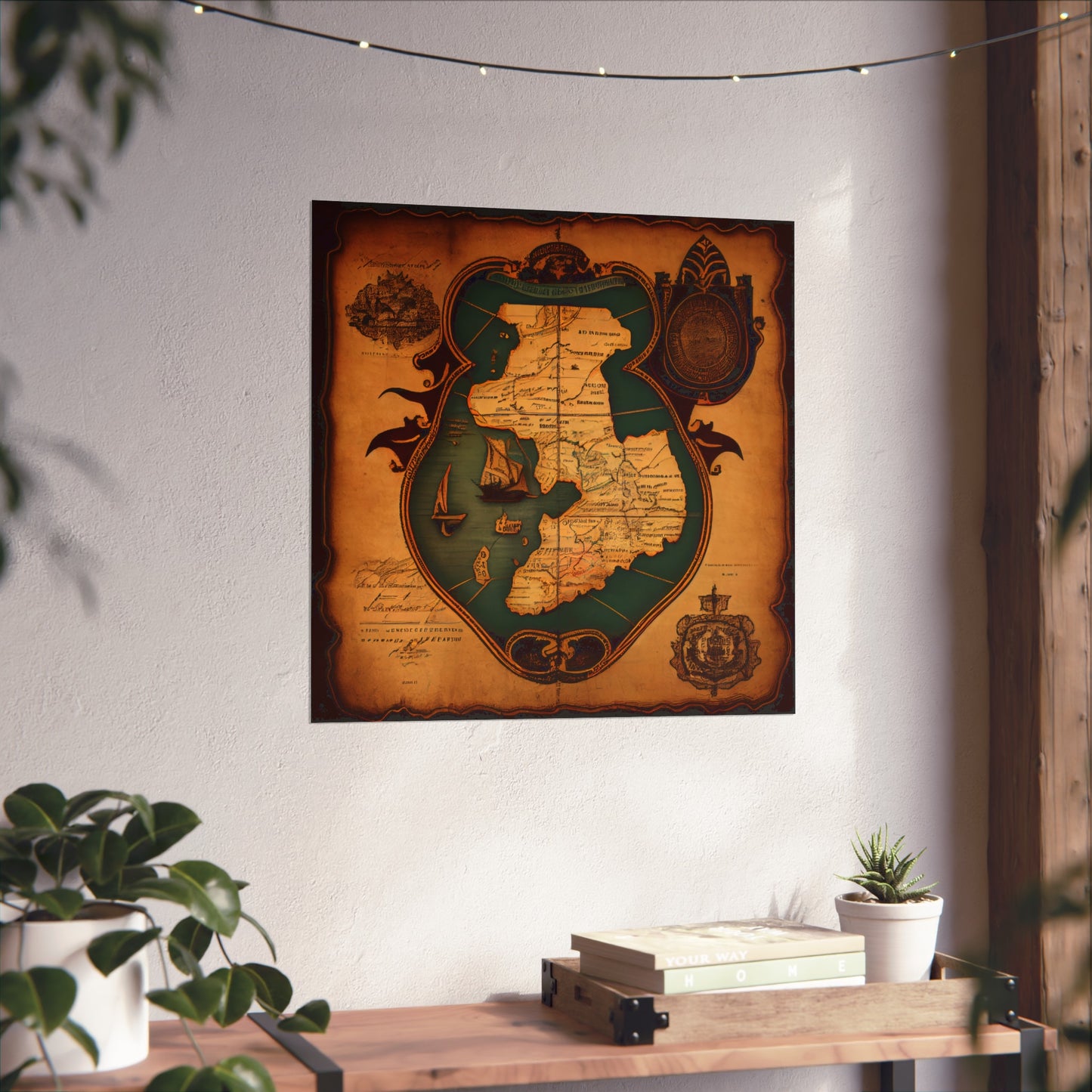 Old Map No: 20 Square Matte Poster, Vintage Poster