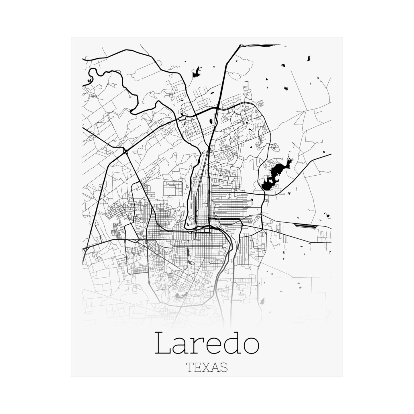 Laredo Texas City Map Matte Vertical Posters