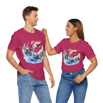 Fish Jumping View of Shore T-Shirt, Fishing, Fish Design, Colorful Fish T-Shirt