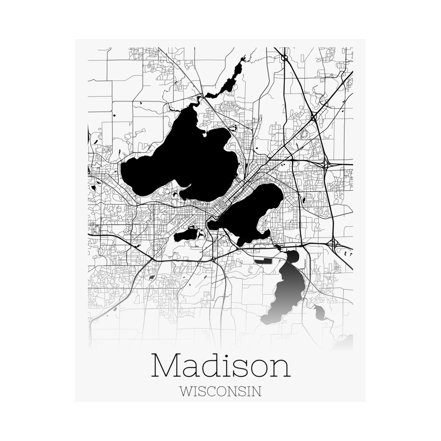 Madison Wisconsin City Map Matte Vertical Posters