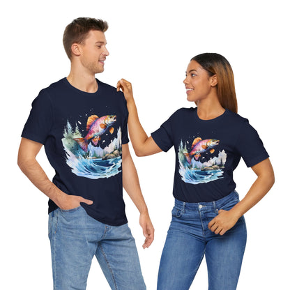 Fish Jumping View of Shore T-Shirt, Fishing, Fish Design, Colorful Fish T-Shirt