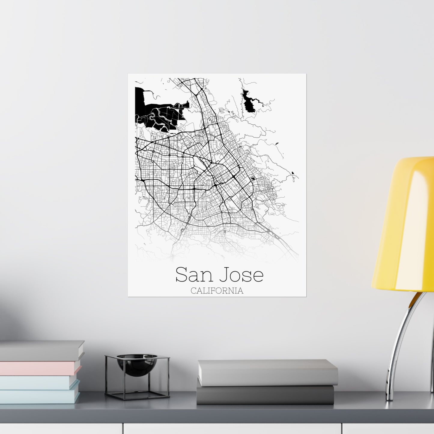 San Jose California City Map Matte Vertical Posters