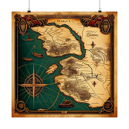 Old Map No: 12 Square Matte Poster, Vintage Poster