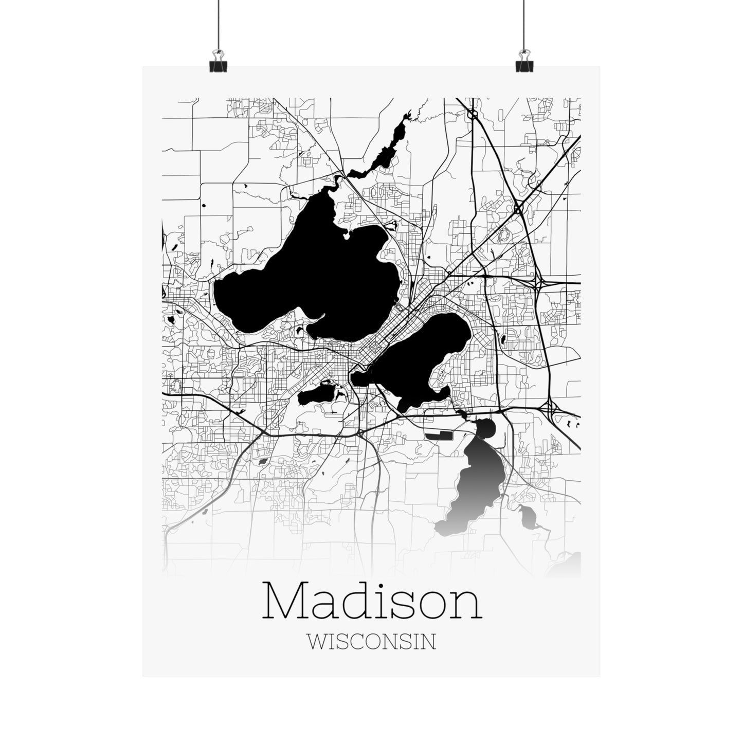 Madison Wisconsin City Map Matte Vertical Posters