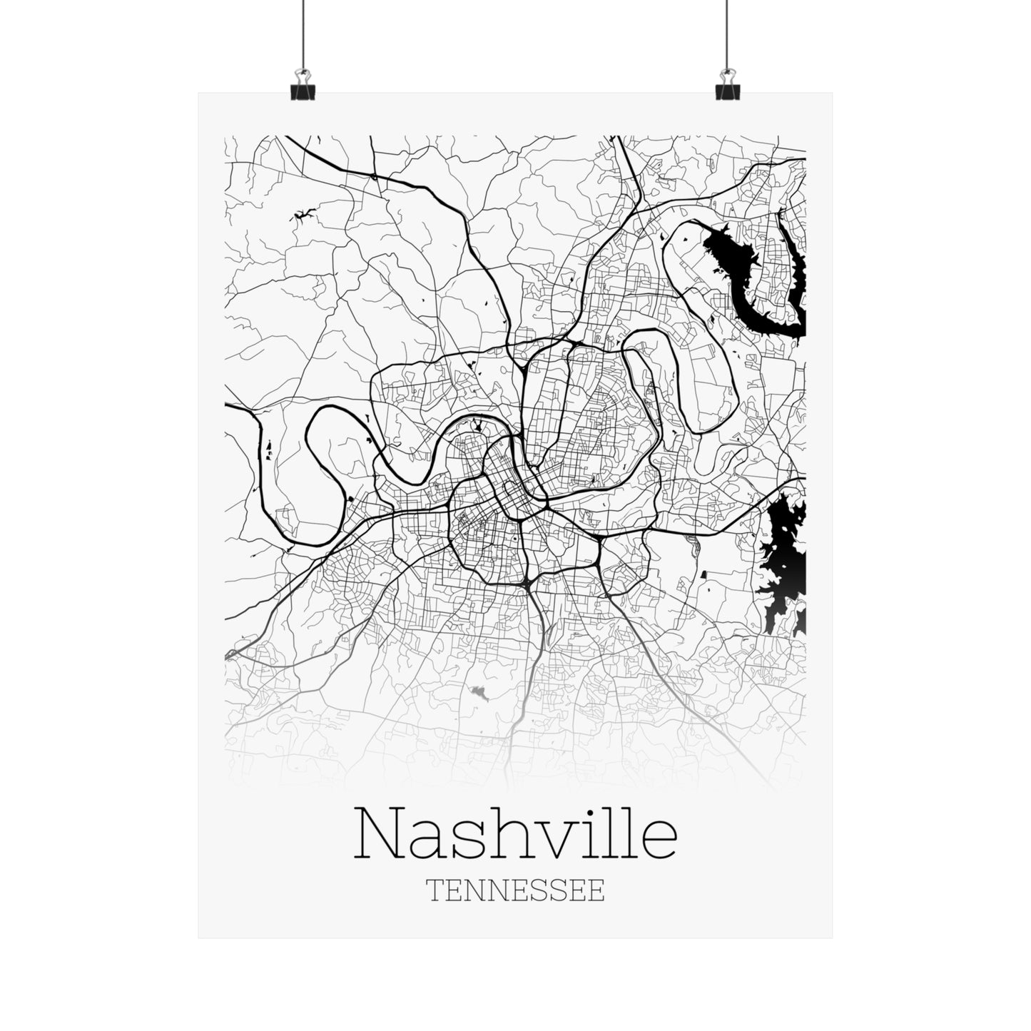 Nashville Tennessee City Map Matte Vertical Posters