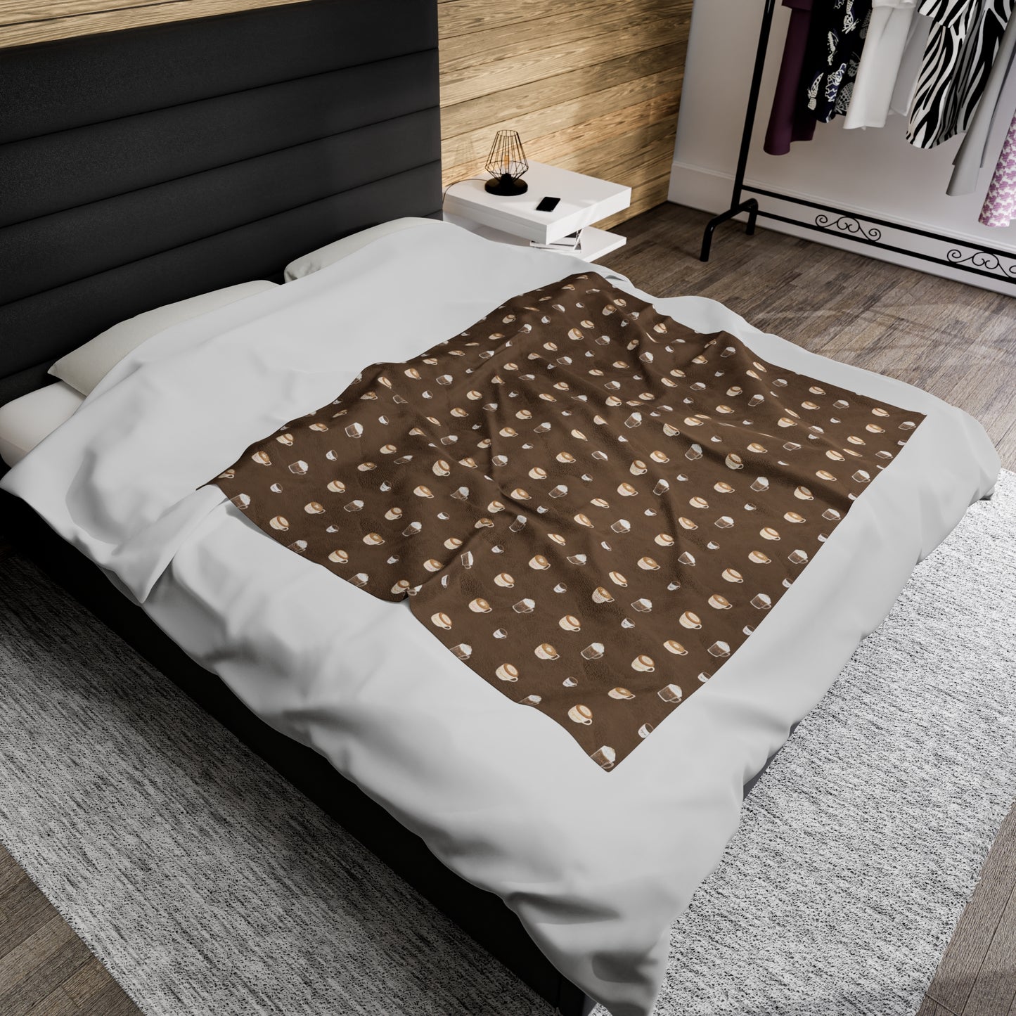 Hot and Cold Coffee Dark pattern Velveteen Plush Blanket