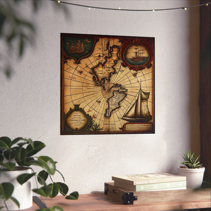 Old Map No: 01 Square Matte Poster, Vintage Poster