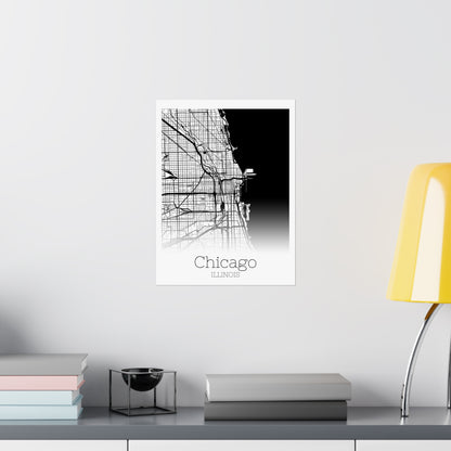 Chicago Illinois City Map Matte Vertical Posters