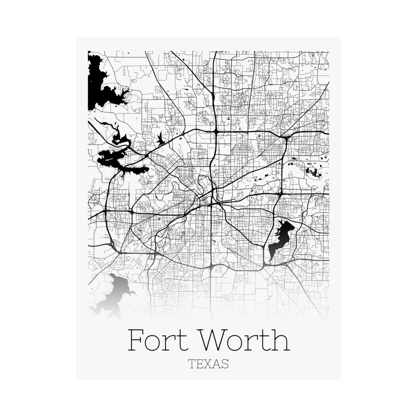 Fort Worth Texas City Map Matte Vertical Posters