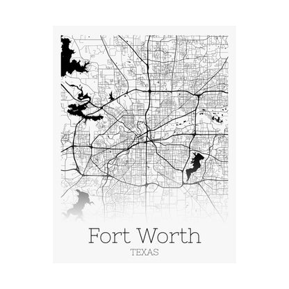 Fort Worth Texas City Map Matte Vertical Posters