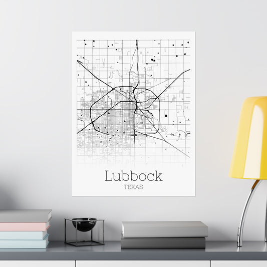 Lubbock Texas City Map Matte Vertical Posters