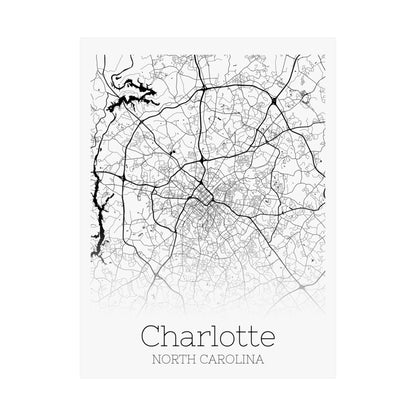 Charlotte North Carolina City Map Matte Vertical Posters