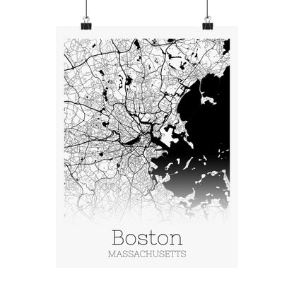 Boston Massachusetts City Map Matte Vertical Posters