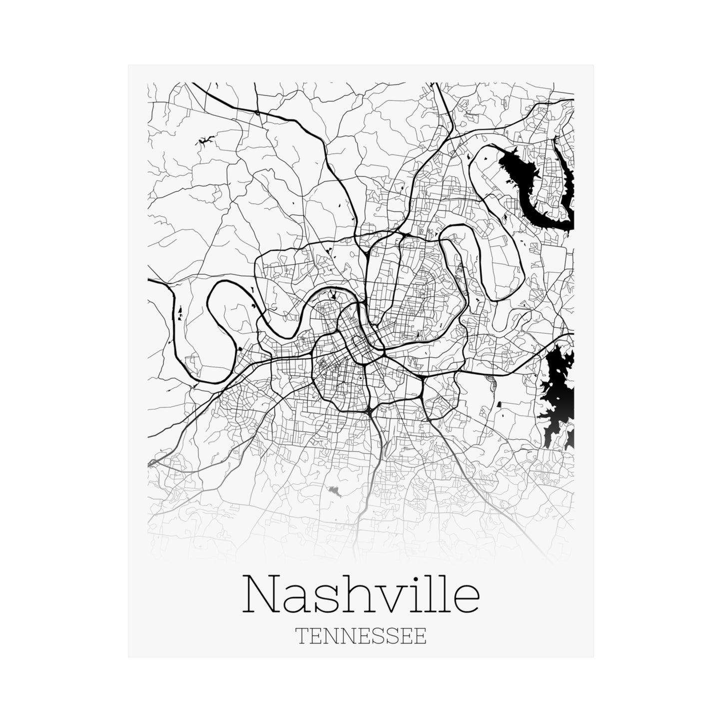 Nashville Tennessee City Map Matte Vertical Posters