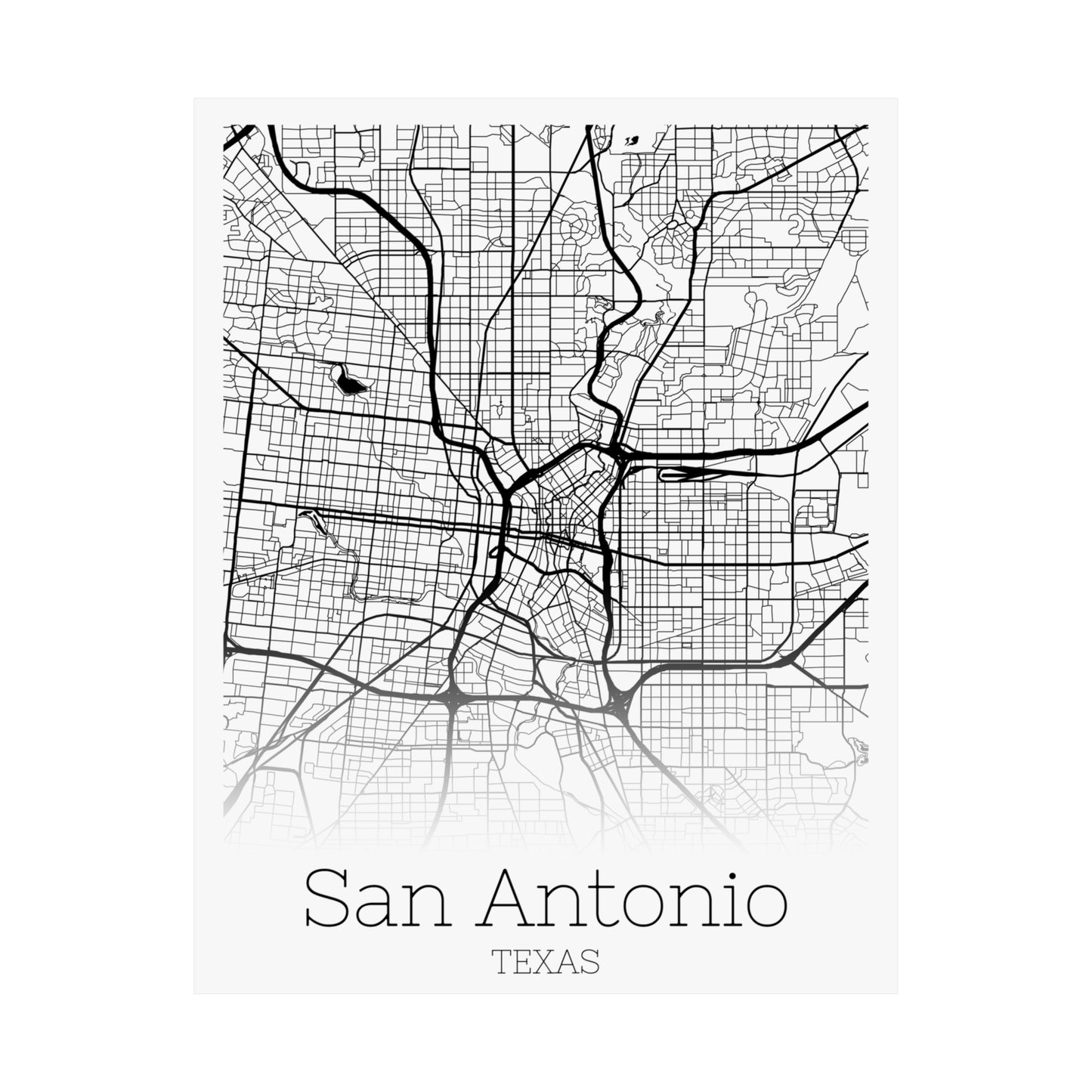 San Antonio Texas City Map Matte Vertical Posters