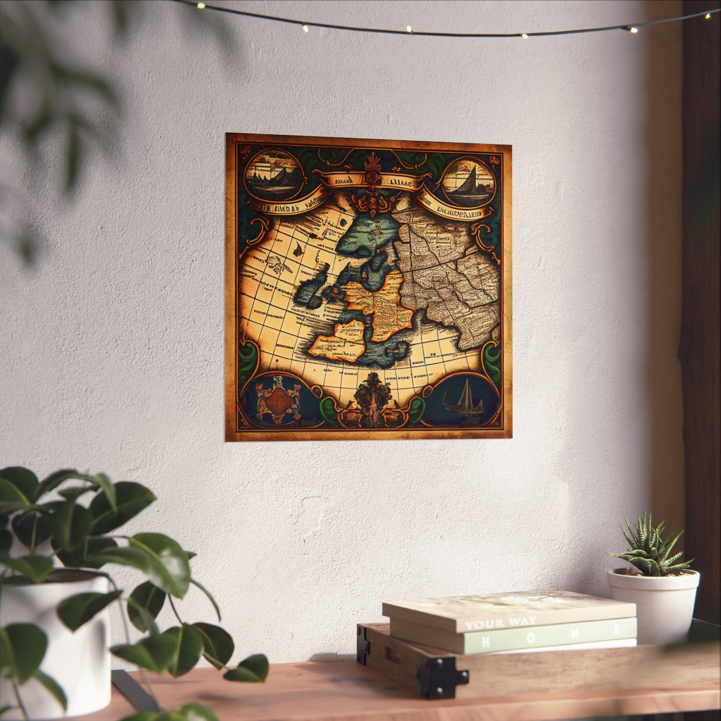 Old Map No: 09 Square Matte Poster, Vintage Poster