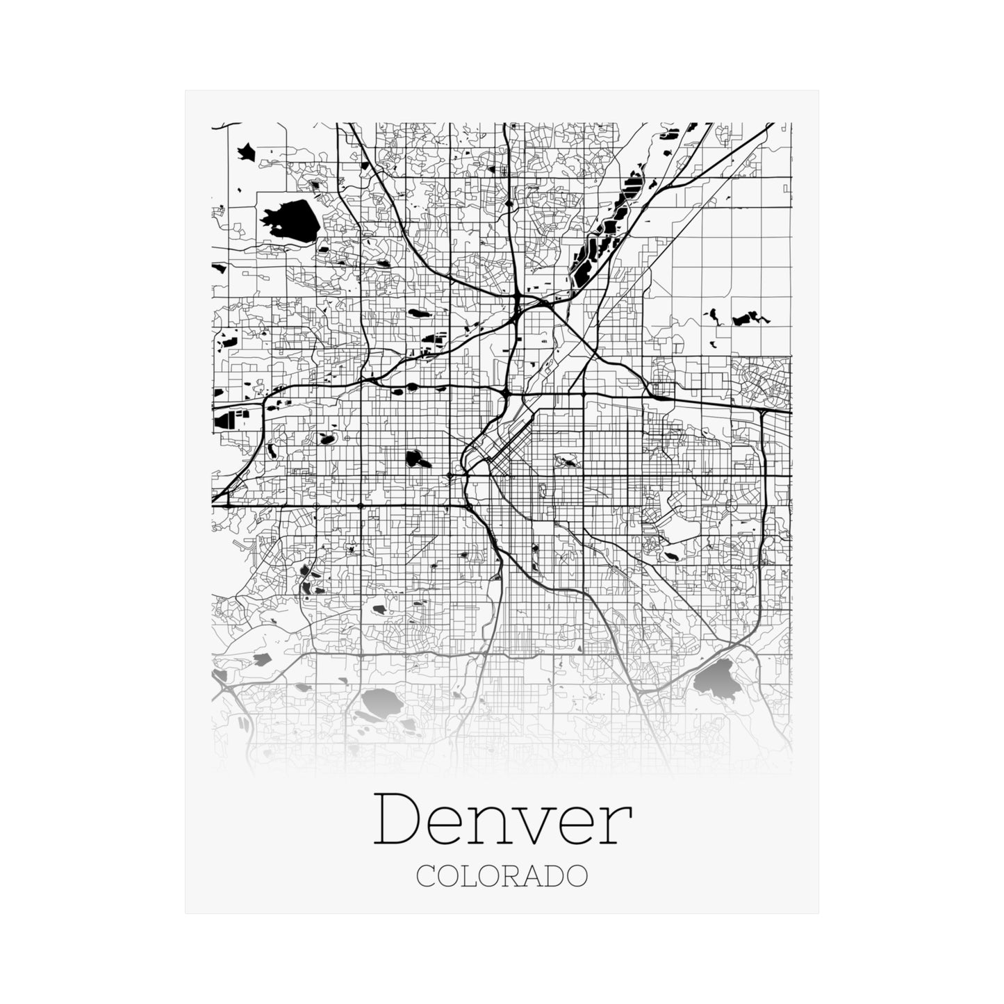 Denver Colorado City Map Matte Vertical Posters