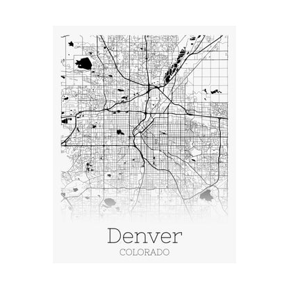 Denver Colorado City Map Matte Vertical Posters