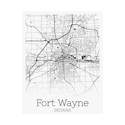 Fort Wayne Indiana City Map Matte Vertical Posters