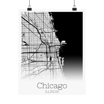 Chicago Illinois City Map Matte Vertical Posters