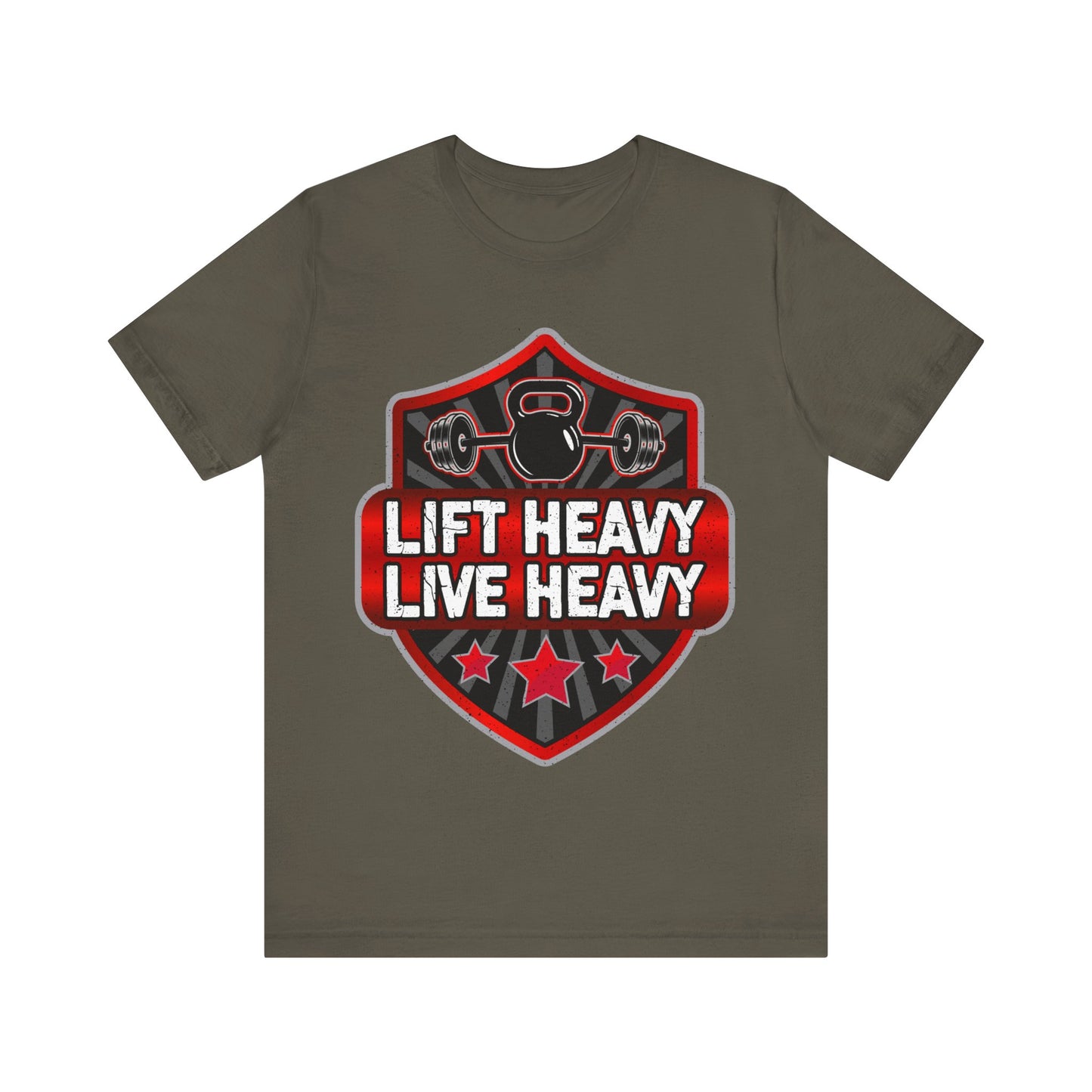 Lift Heavy Live Heavy T-Shirt, Gym Workout Fitness T-Shirt