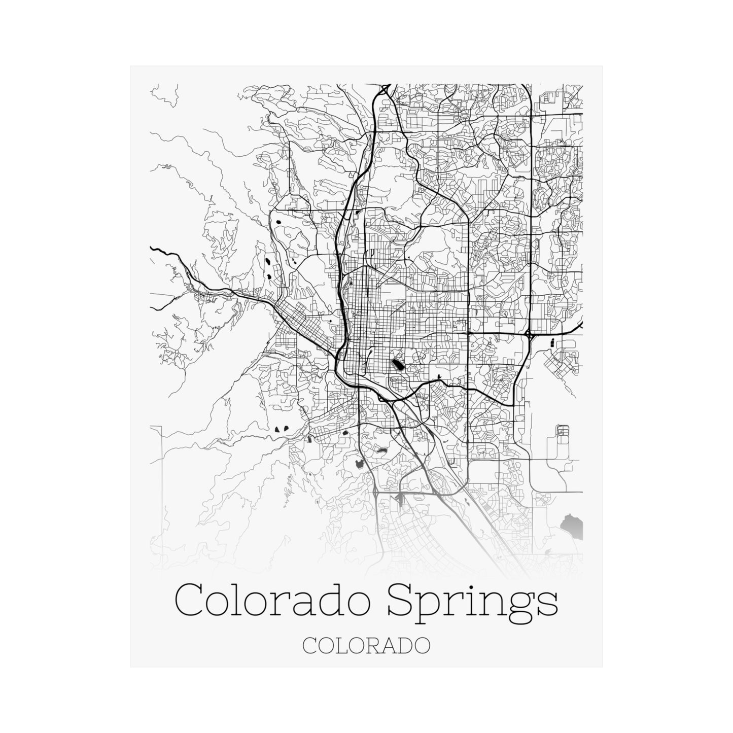 Colorado Springs Colorado City Map Matte Vertical Posters