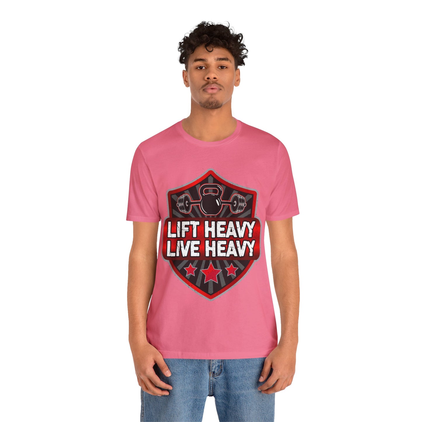 Lift Heavy Live Heavy T-Shirt, Gym Workout Fitness T-Shirt