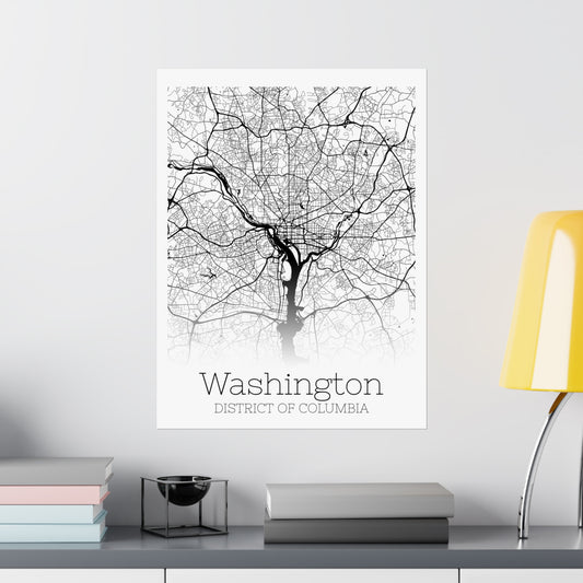 Washington DC City Map Matte Vertical Posters