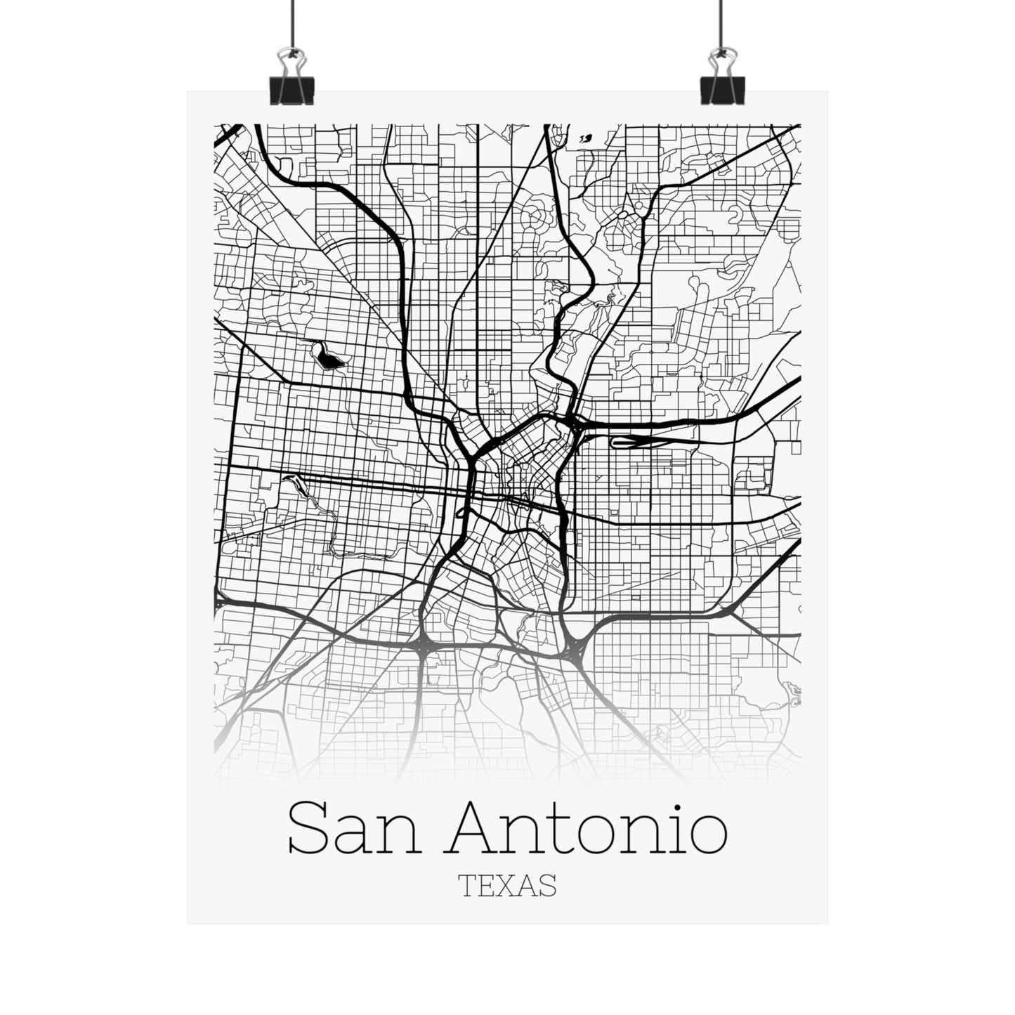 San Antonio Texas City Map Matte Vertical Posters