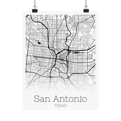 San Antonio Texas City Map Matte Vertical Posters