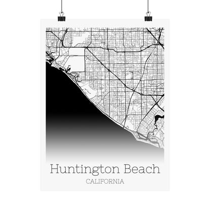 Huntington Beach California City Map Matte Vertical Posters